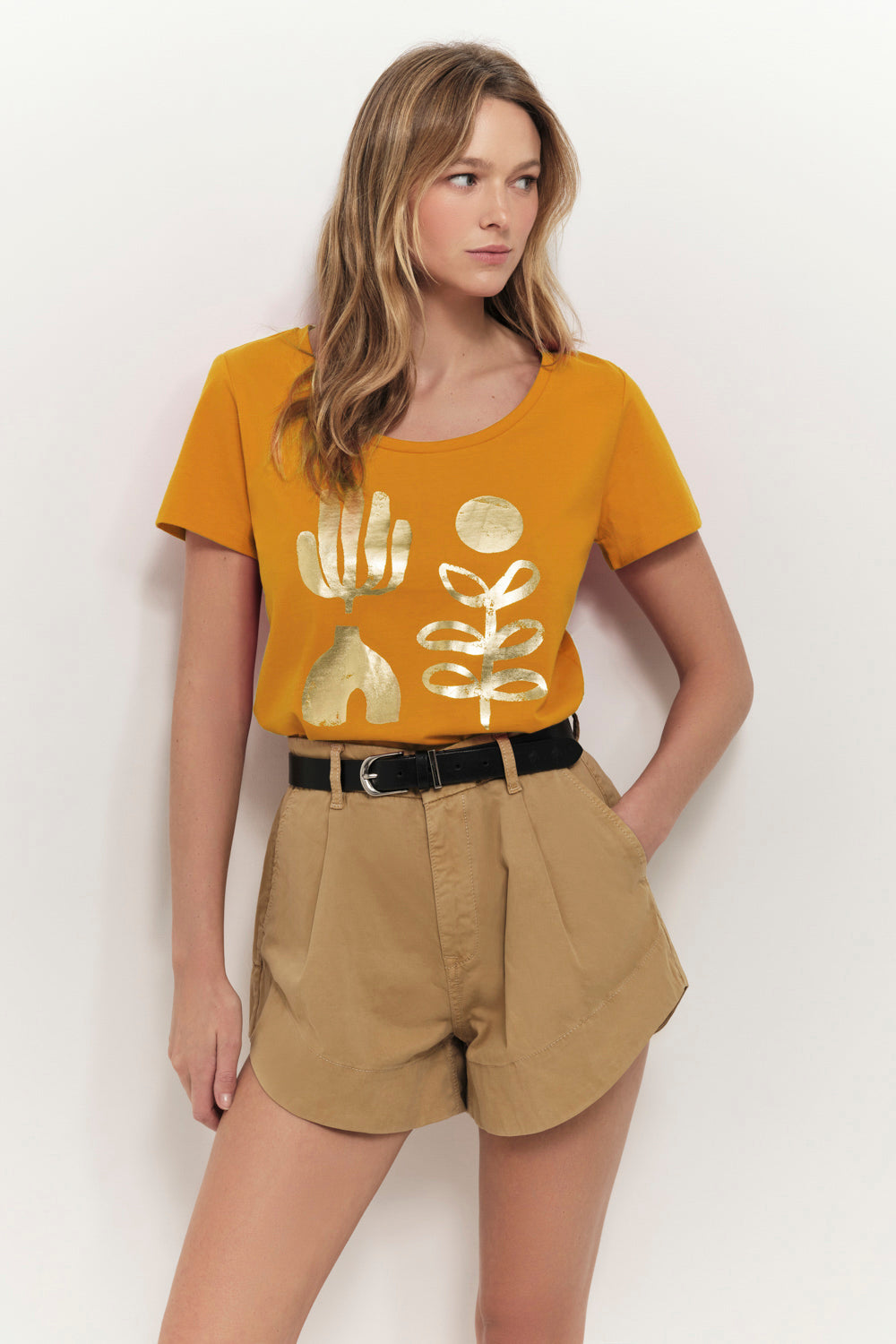 MAREVA - T-shirt miel coton bio visuel arty minimal