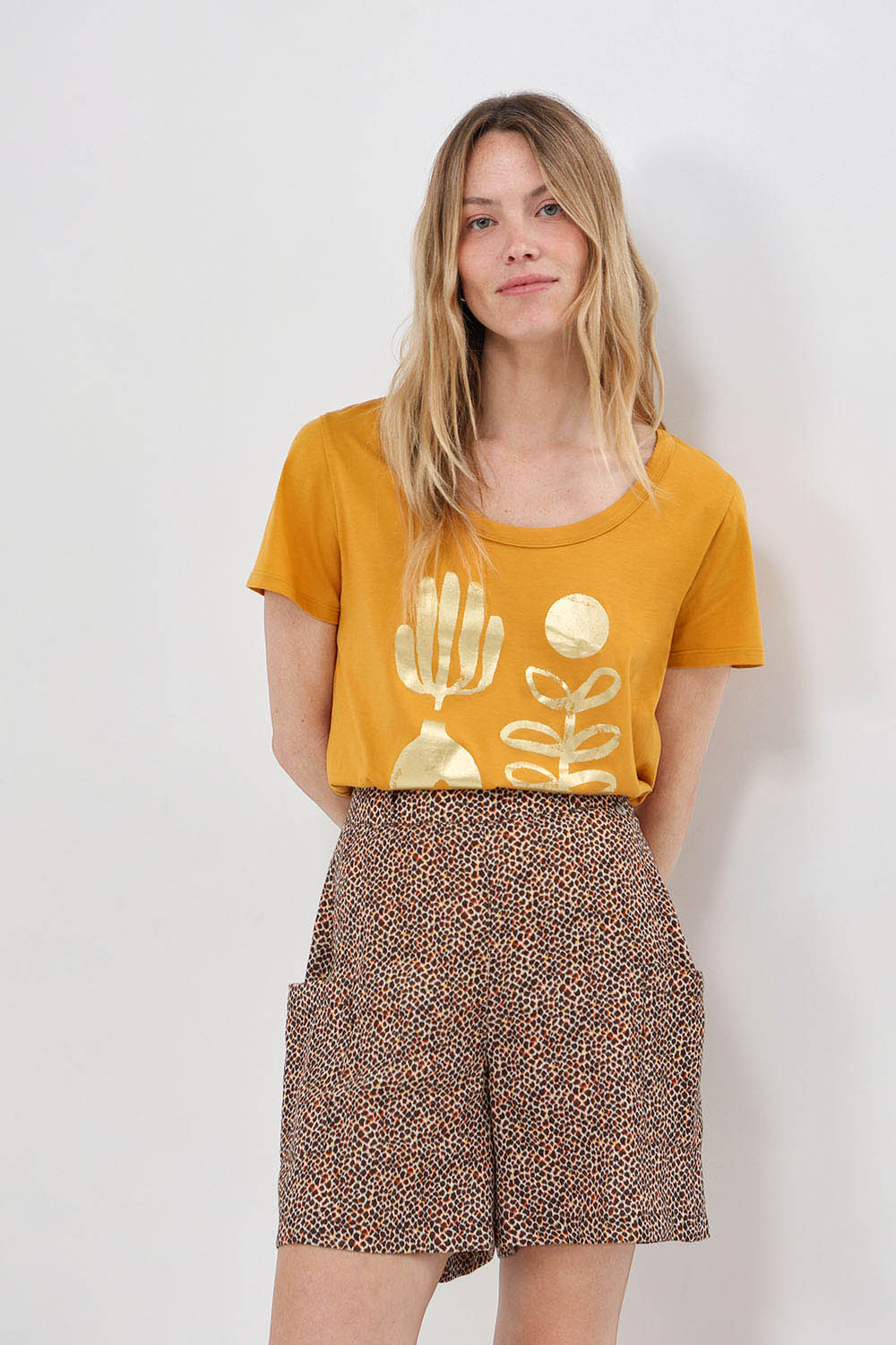 MAREVA - T-shirt miel coton bio visuel arty minimal