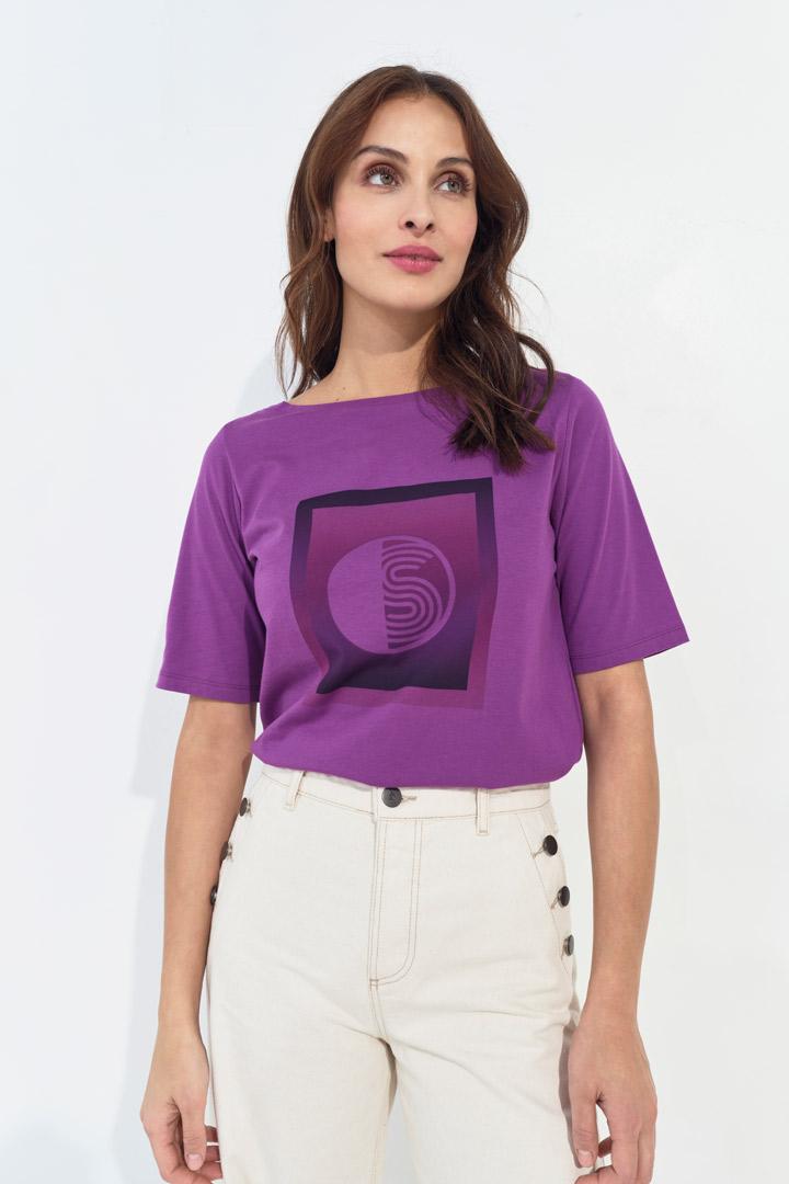 MATHEO - T-shirt violet visuel monogramme