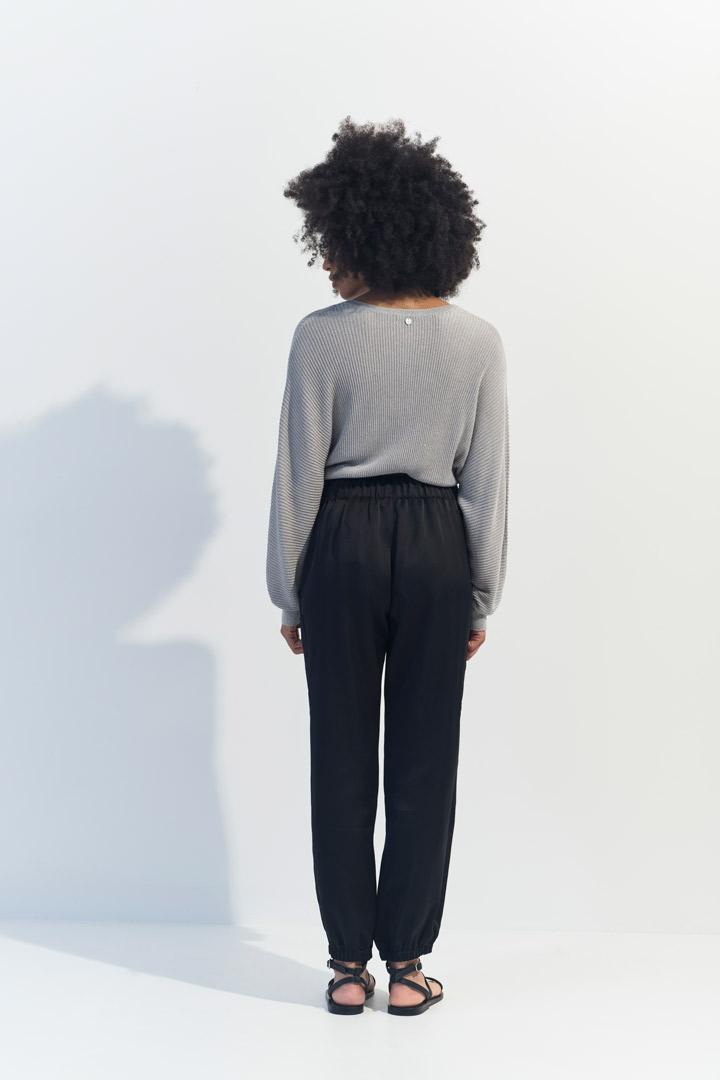 PAZIA - Pantalon battle noir satiné