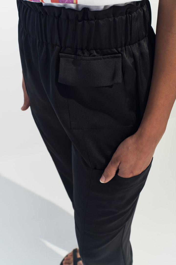 PAZIA - Pantalon battle noir satiné