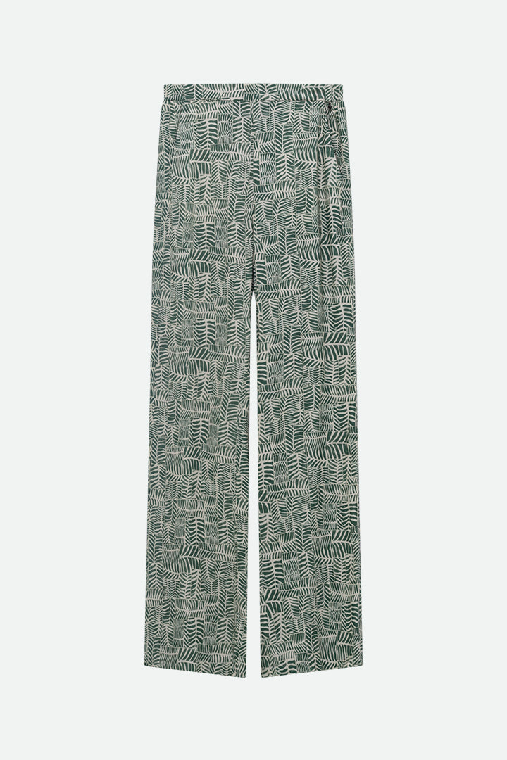 PRIMAVERA - Pantalon vert imprimé tropical chic