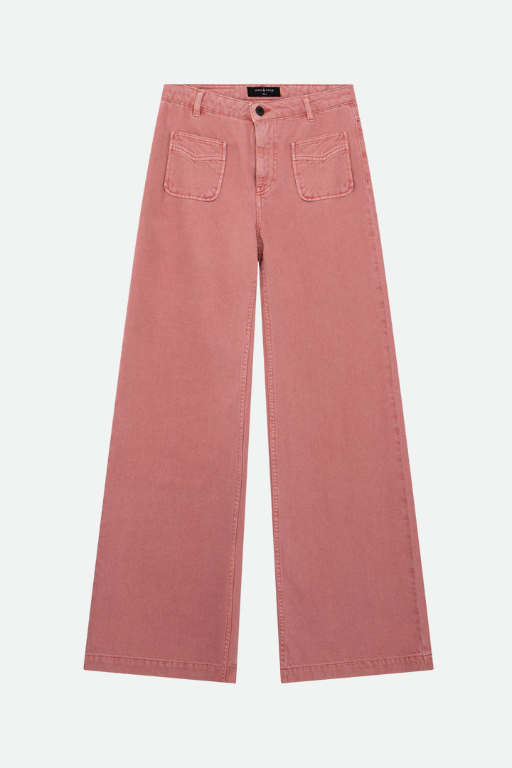 LE HAILEY - Jean flare rose surteint