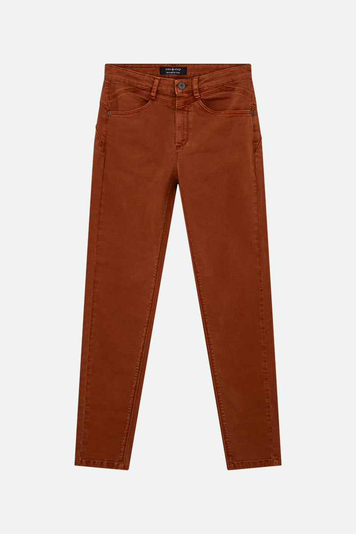 LE INDI - Jean slim marron effet push up 7/8ème