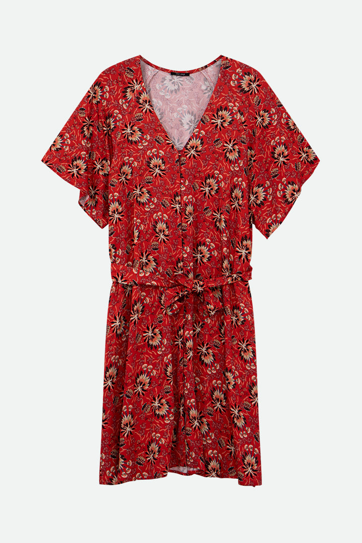 RADKA - Robe orange imprimé floral d'été