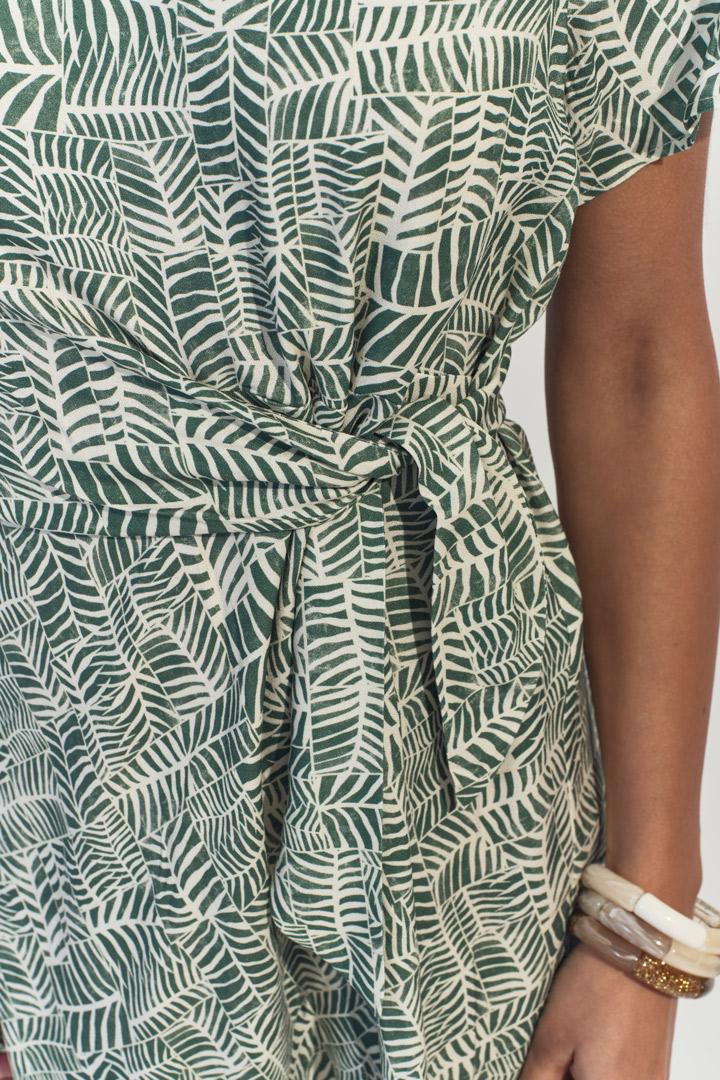 RAMI - Robe verte imprimé tropical chic