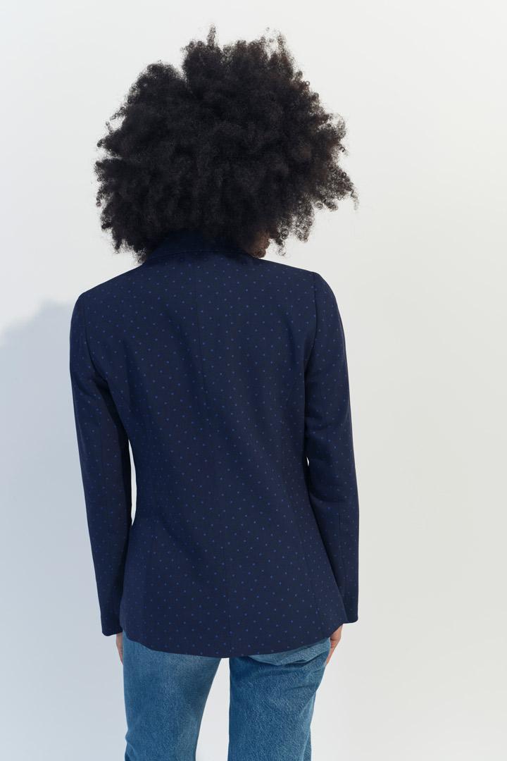 VINNY - Veste de costume bleue imprimé minimaliste carrés