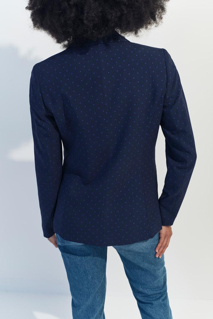 VINNY - Veste de costume bleue imprimé minimaliste carrés