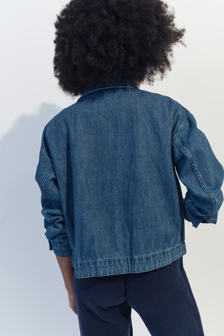 DANILO - Veste en jean bleu oversize poches poitrine