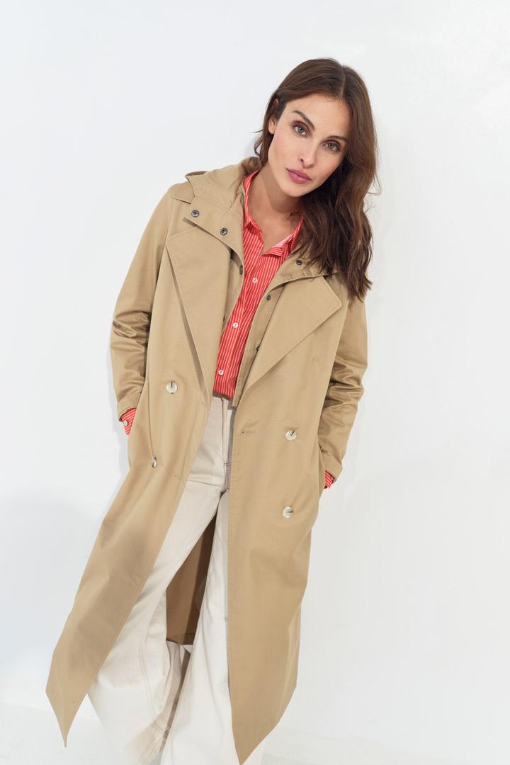 DAYLA - Trench beige coton bio capuche amovible