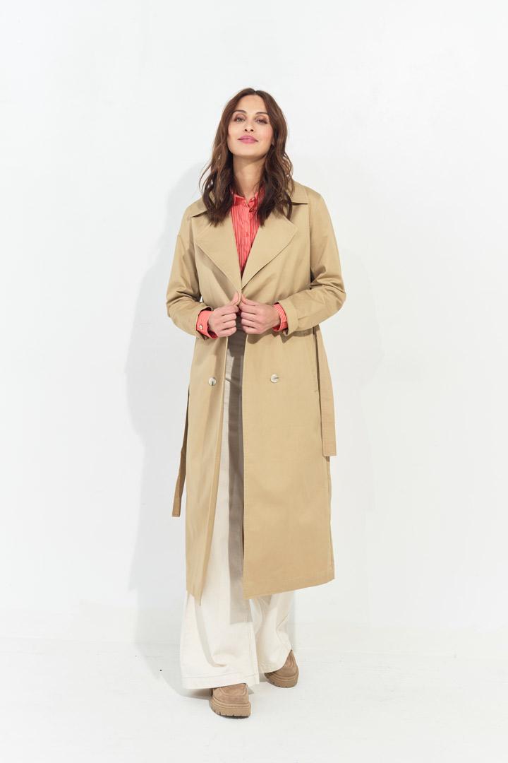 DAYLA - Trench beige coton bio capuche amovible