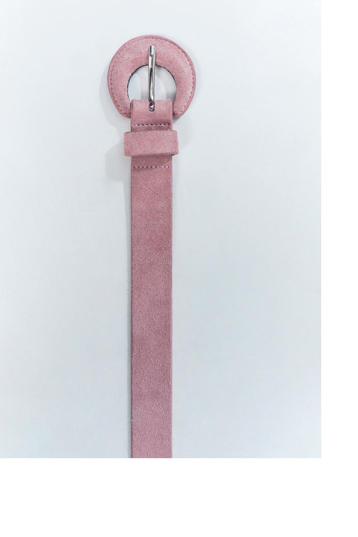 ANDREW - Ceinture rose en cuir velours