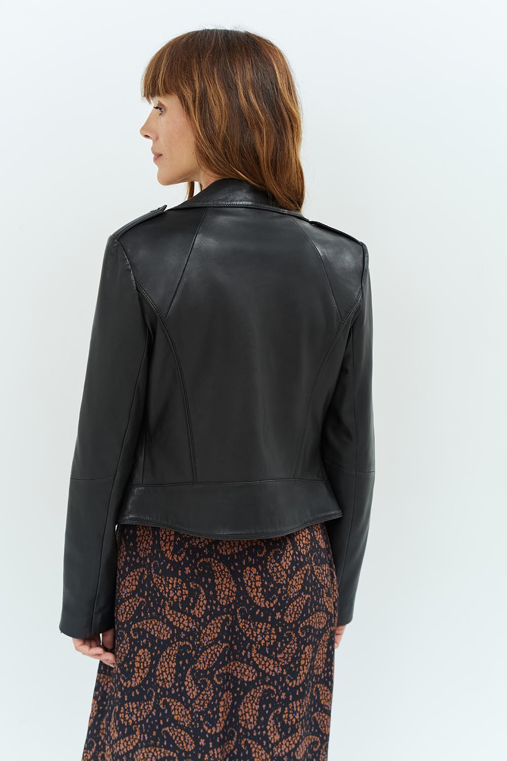 DEAN Blouson biker noir en cuir One Step