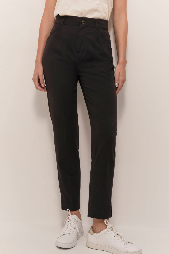 POPPY - Pantalon droit noir façon laine froide