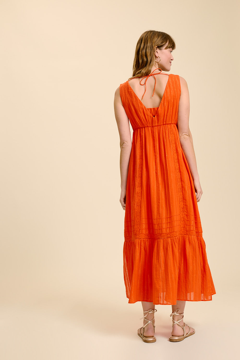 REACH - Robe longue orange foncé à rayures lurex