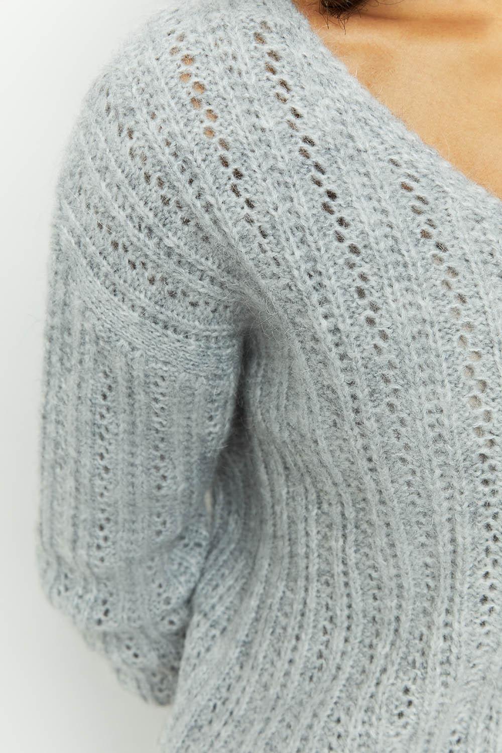 TIMING - Pull gris tricot fantaisie