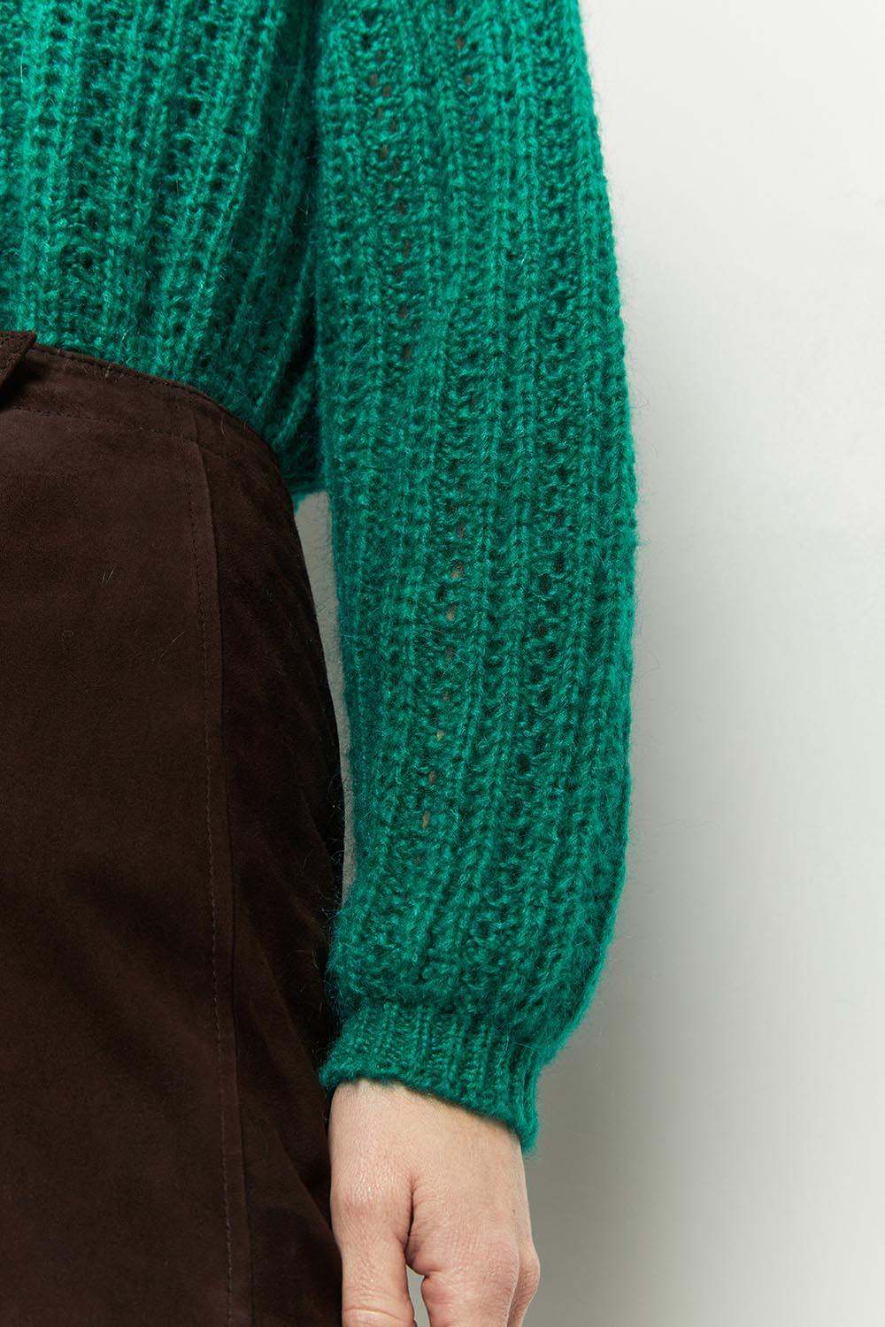 TIMING - Pull vert cèdre tricot fantaisie