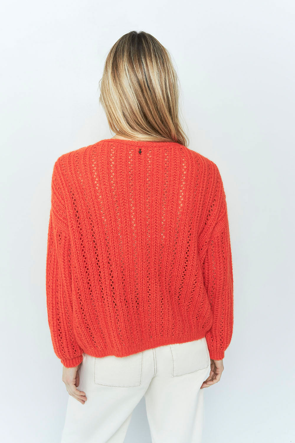 TIMING - Pull orange tricot fantaisie