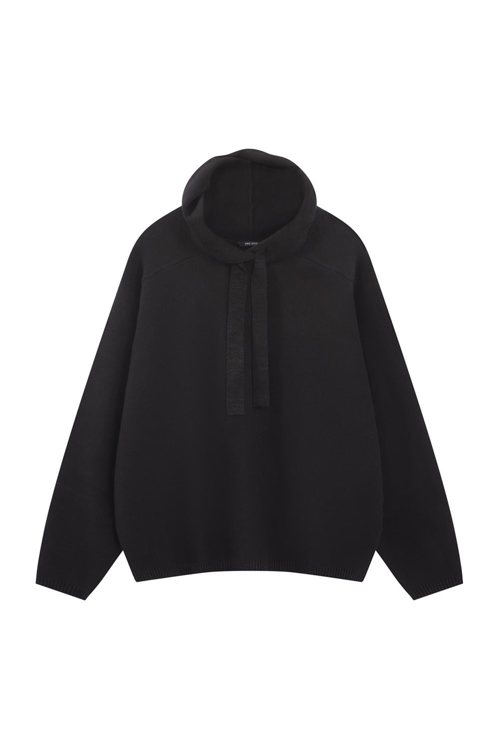 TECK - Pull noir tricot à capuche