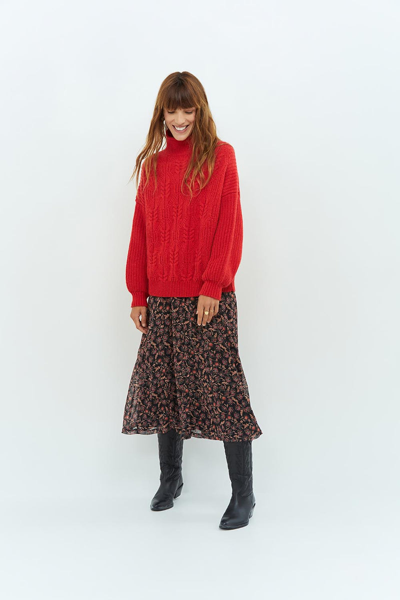 TENERIFE - Pull rouge en tricot fantaisie – One Step