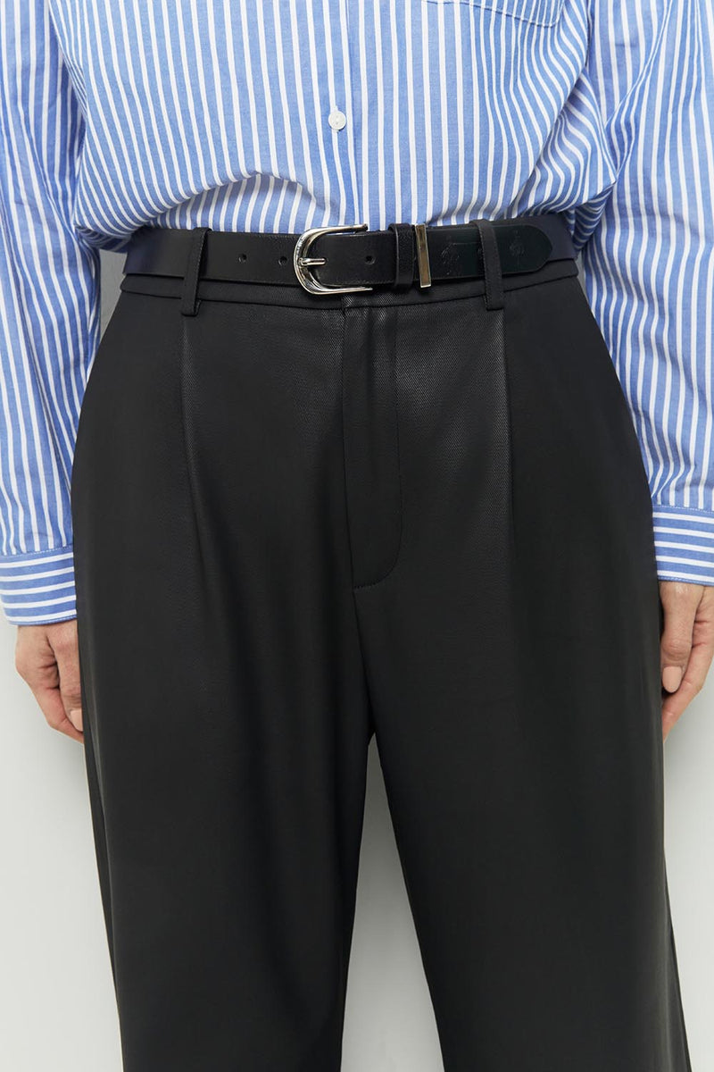 PEACH - Pantalon large noir enduit upcyclé
