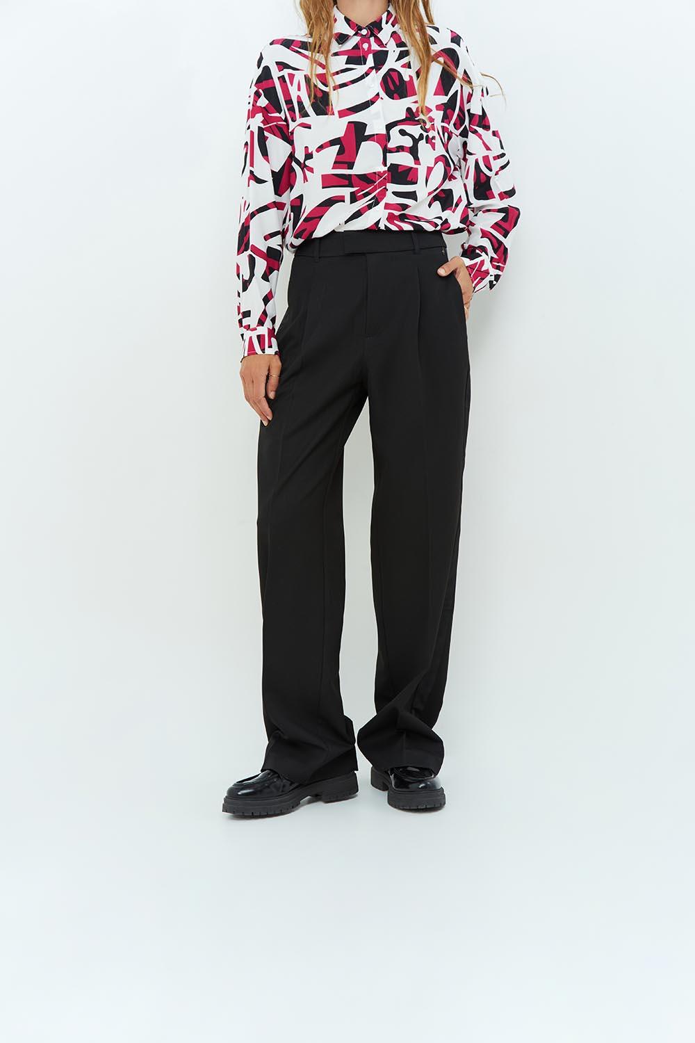 PIETRO - Pantalon large de costume noir à rayures tennis pailletées