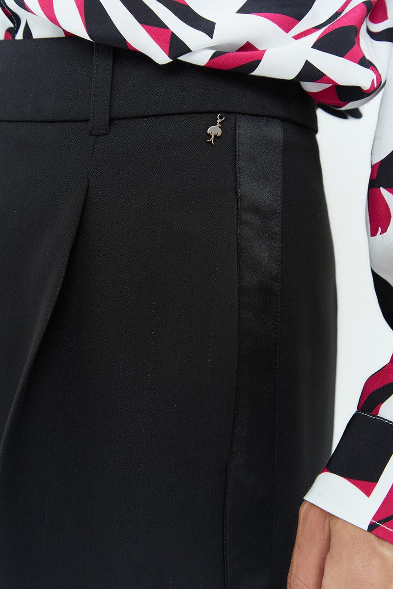 PIETRO - Pantalon large de costume noir à rayures tennis pailletées
