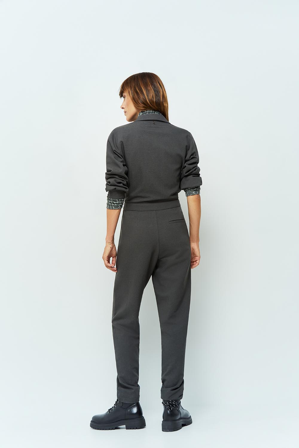 RYLEIGH - Combinaison pantalon droite anthracite en polyester recyclé