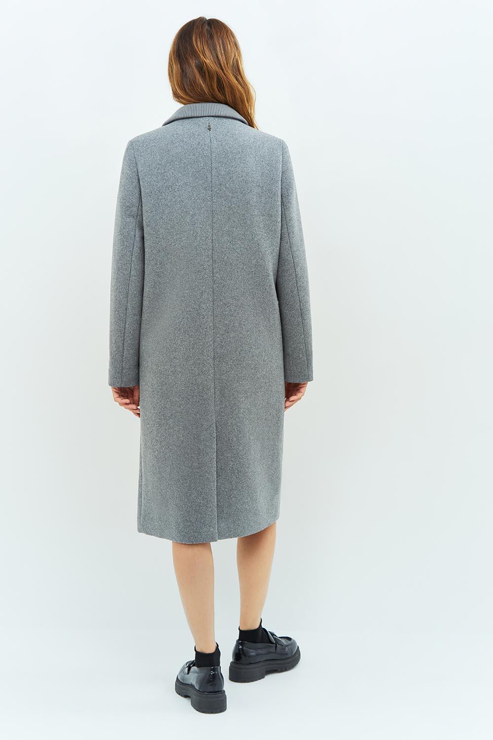 DUSTIN - Manteau gris avec bord-côte au col