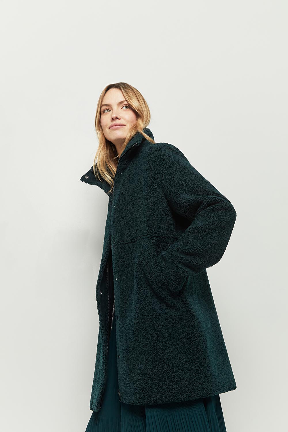 Manteau bouclette vert new arrivals