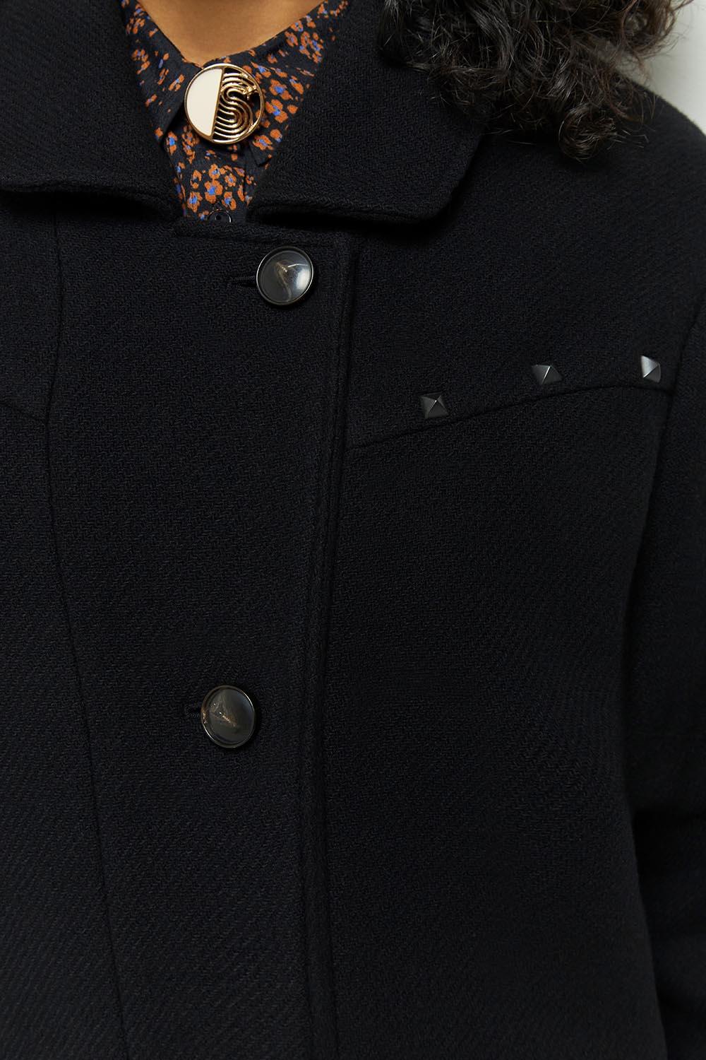 DARIO - Manteau noir décor clous