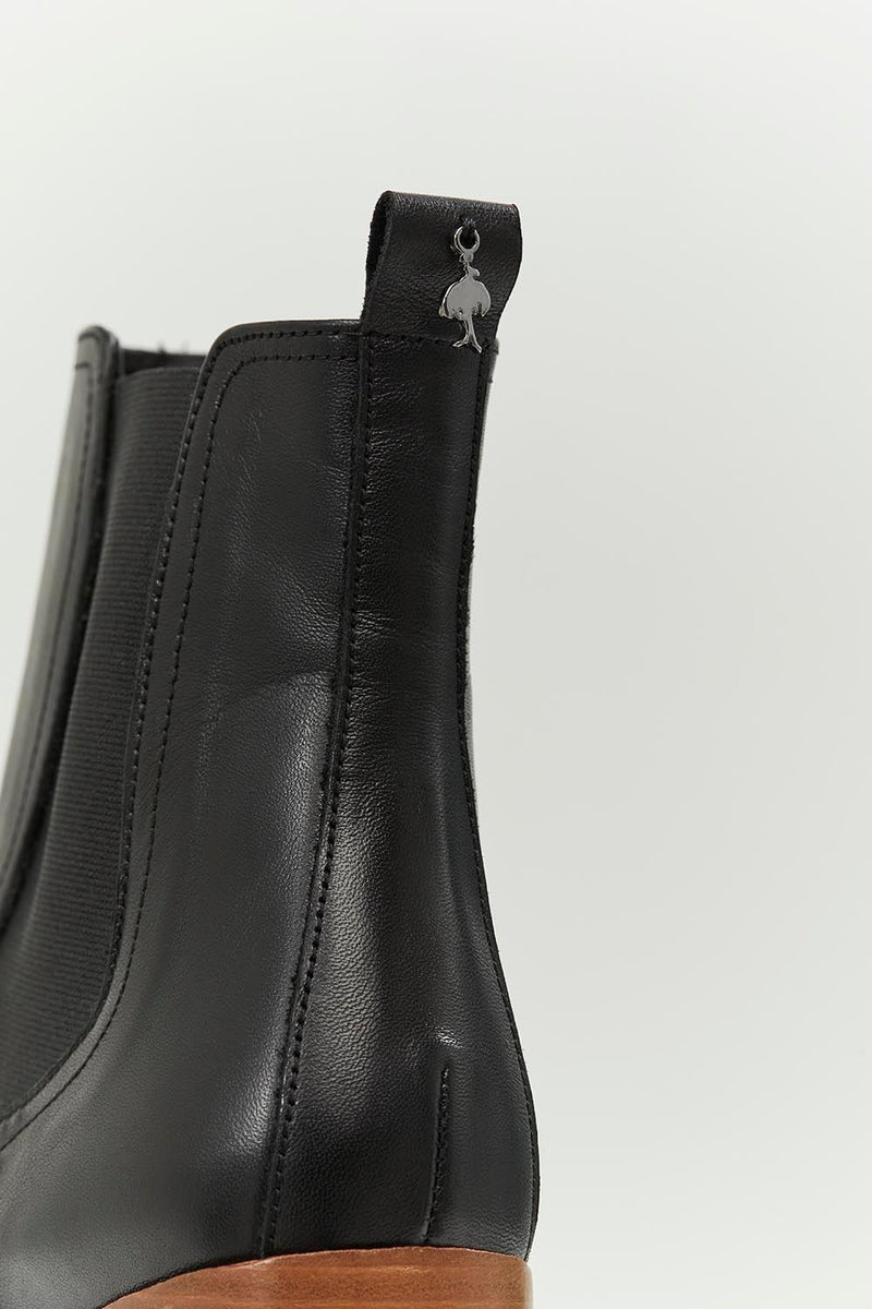 O.KAFOU - Chelsea boots noirs à talon en cuir