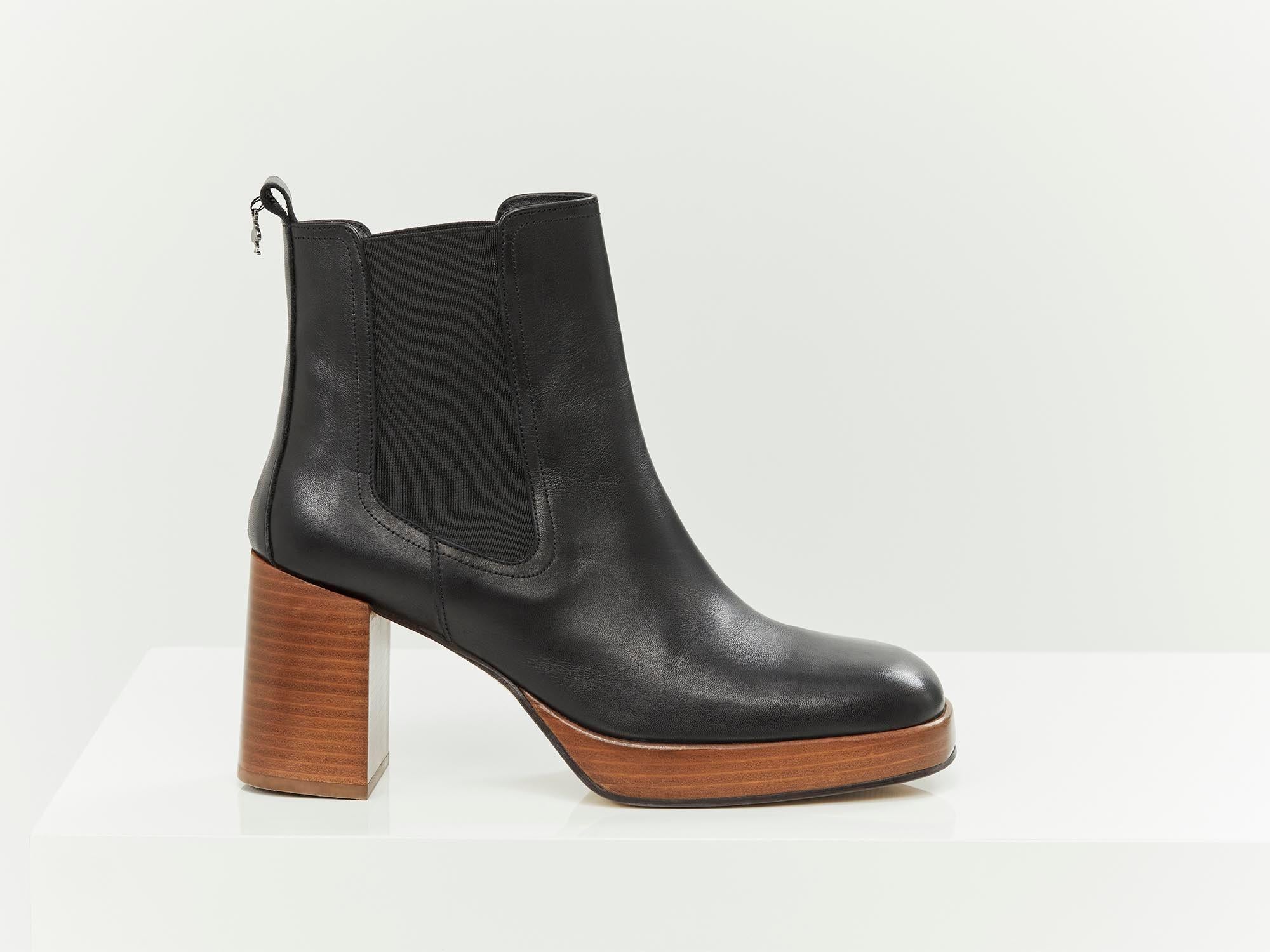 O.KAFOU - Chelsea boots noirs à talon en cuir