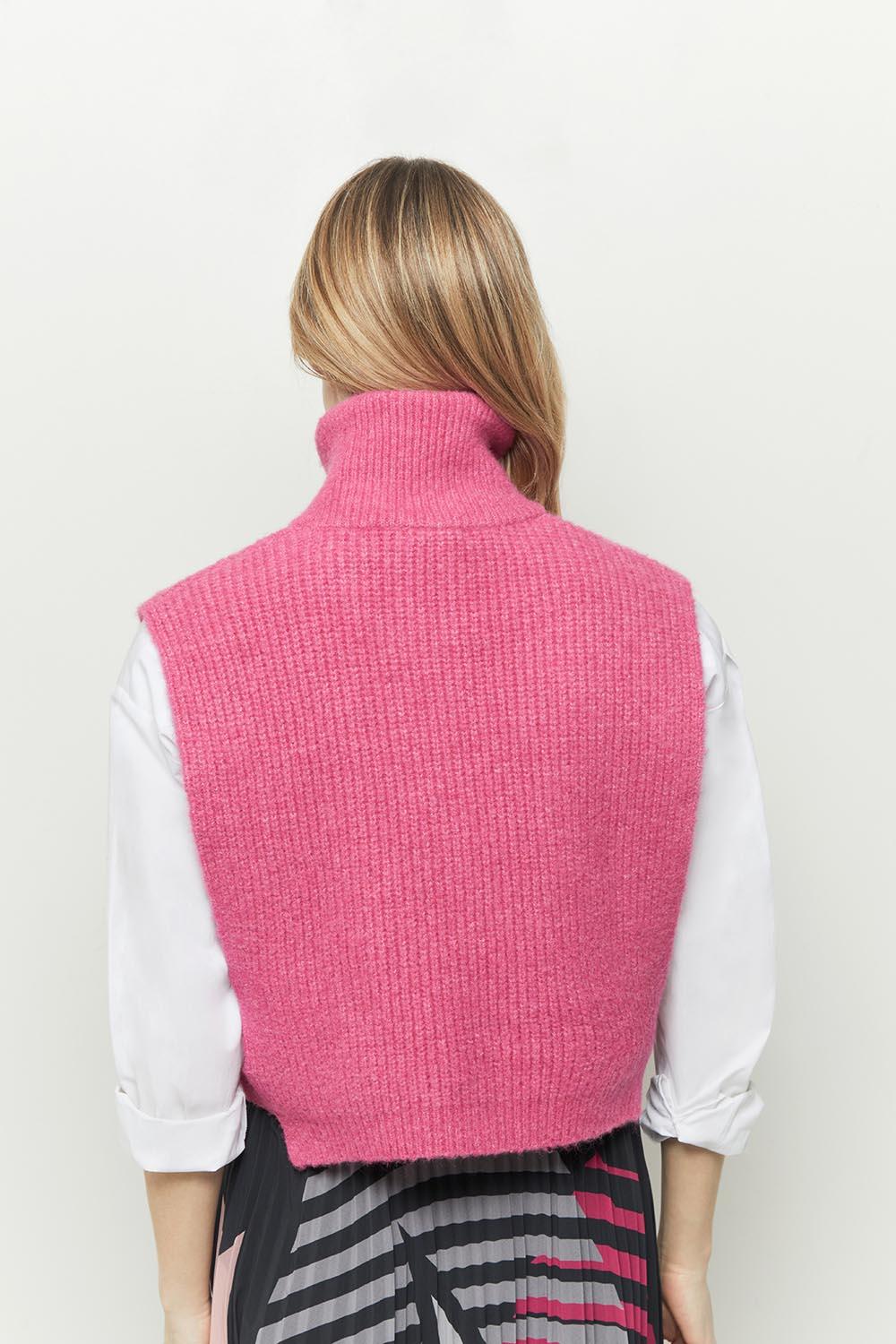 ANGIE - Col camionneur fuchsia en tricot