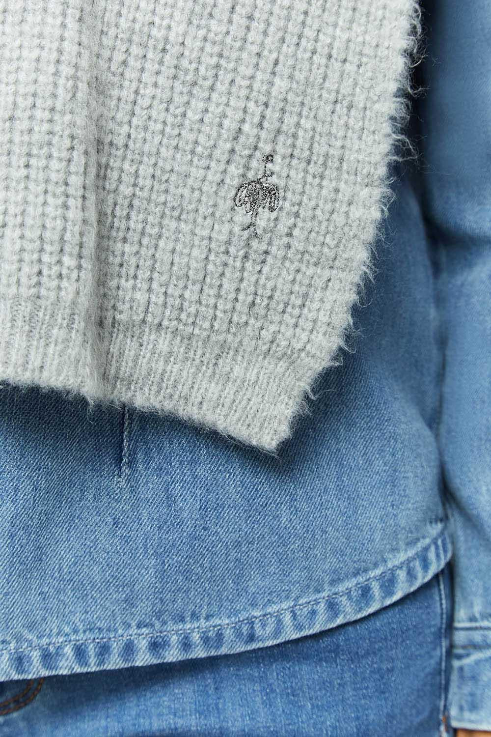 AXEN - Col à capuche gris souris en tricot