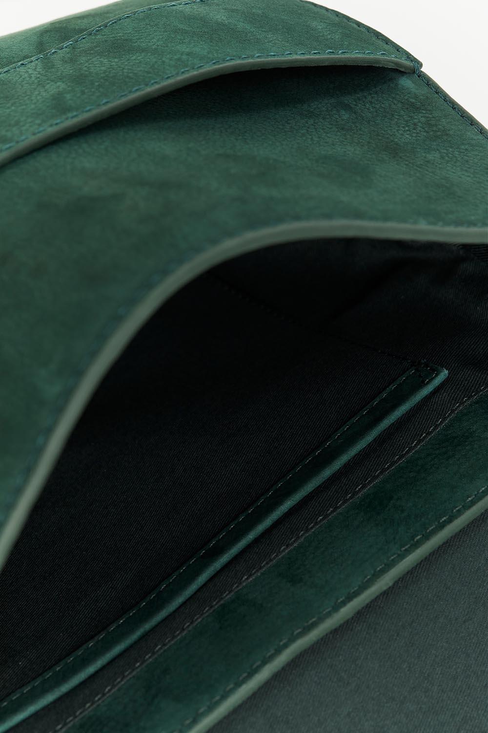 ALIBY - Sac besace vert en cuir nubuck - petit modèle