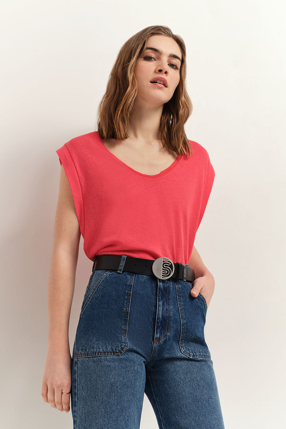 MINEKI - T-shirt hibiscus maille coton lin