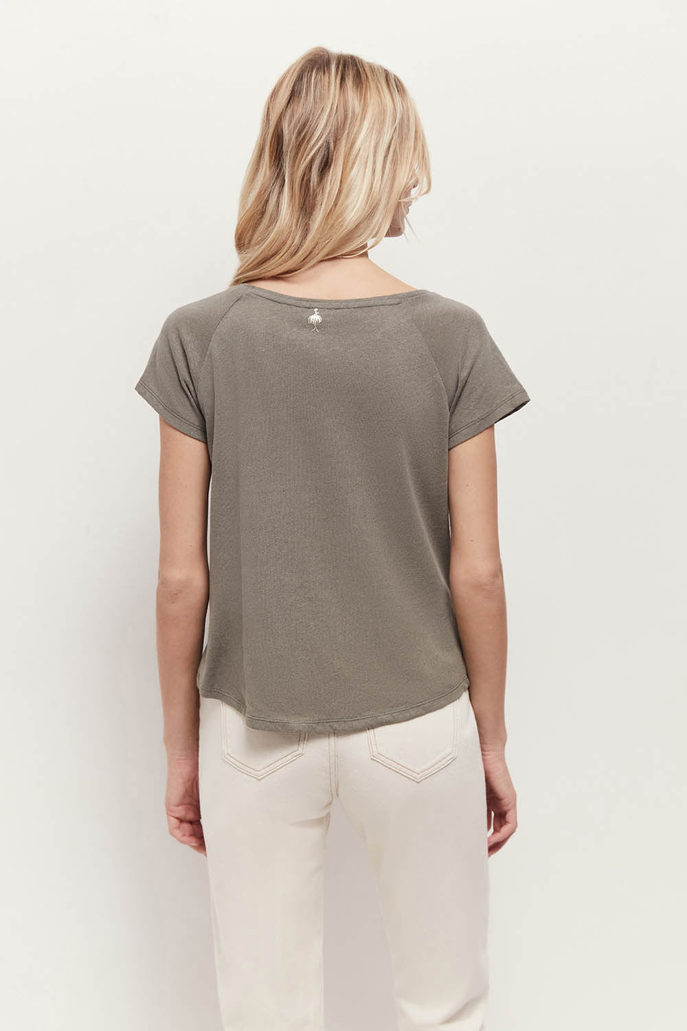 MILAN - T-shirt vétiver coton lin sérigraphie futuriste