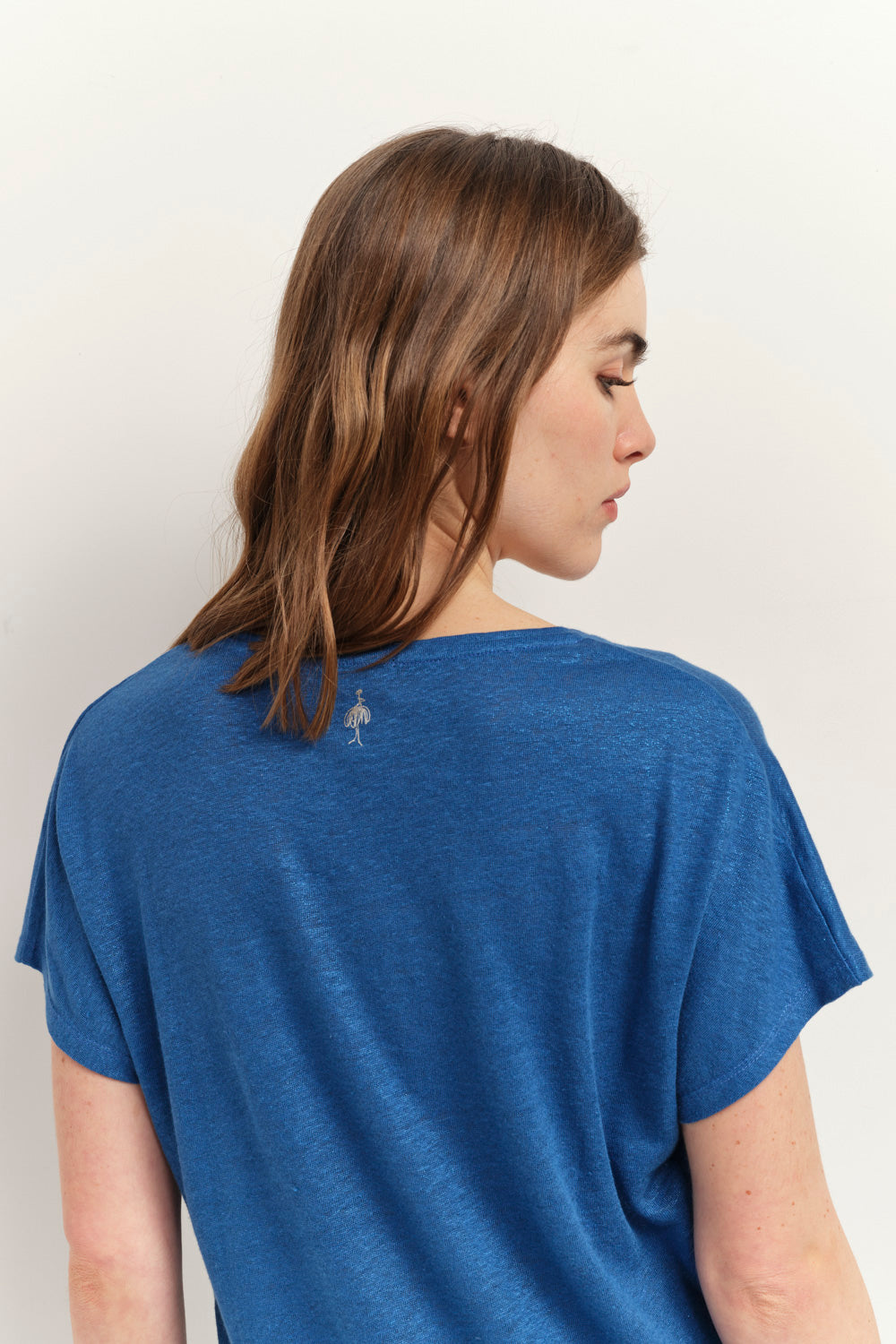 MAGIC - T-shirt santorin blue maille lin pailletée