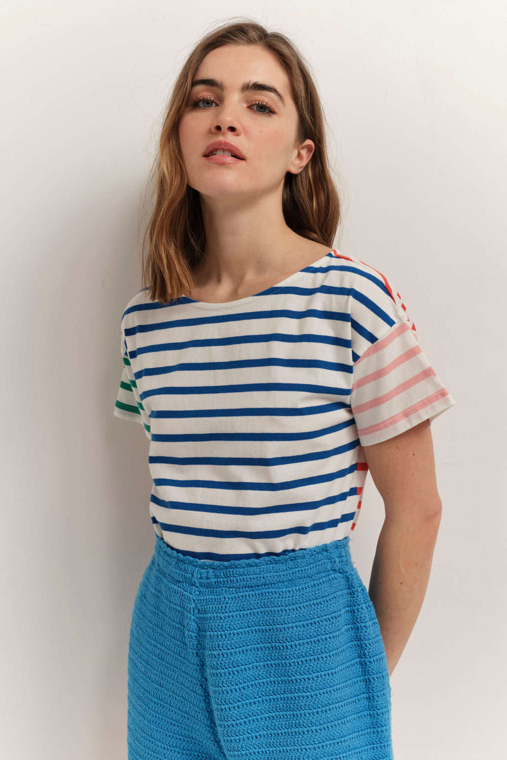 MUSSY - T-shirt marinière à motif rayures couleur