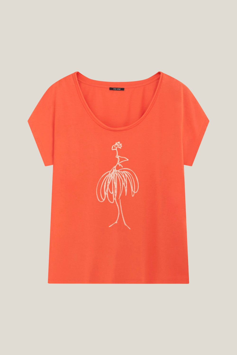 MALIA - T-shirt tangerine visuel danseuses foil cuivré