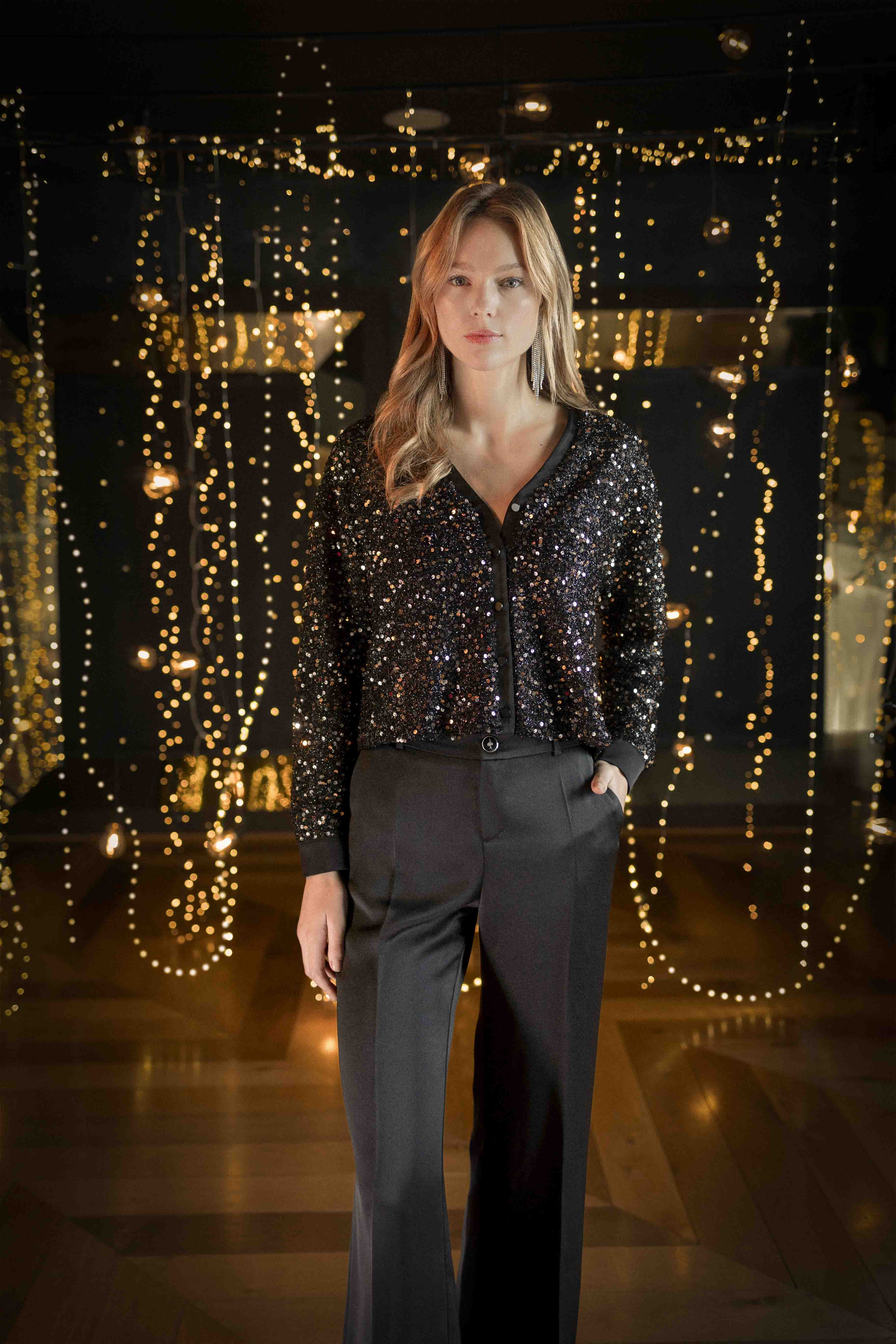 CLIVE - Chemise platine brodée sequins