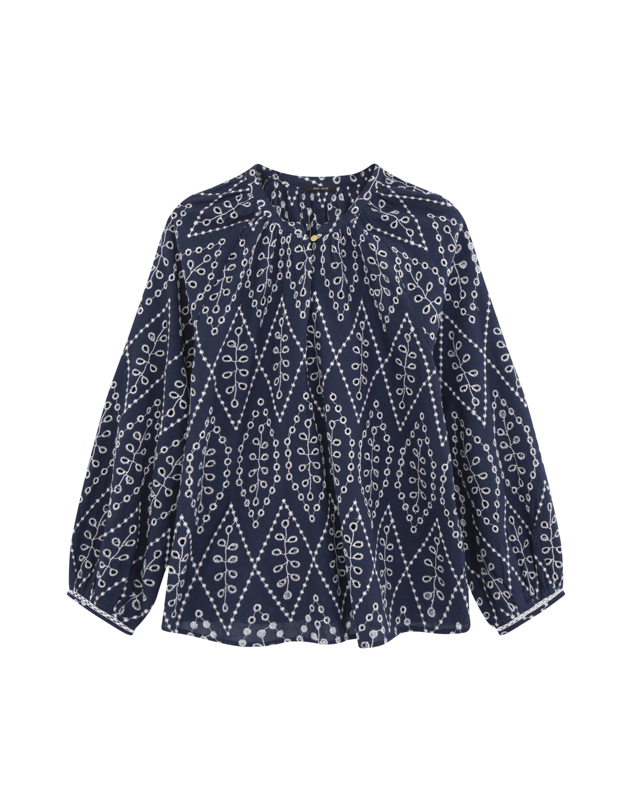 COLOMBE - Blouse marine broderies all over