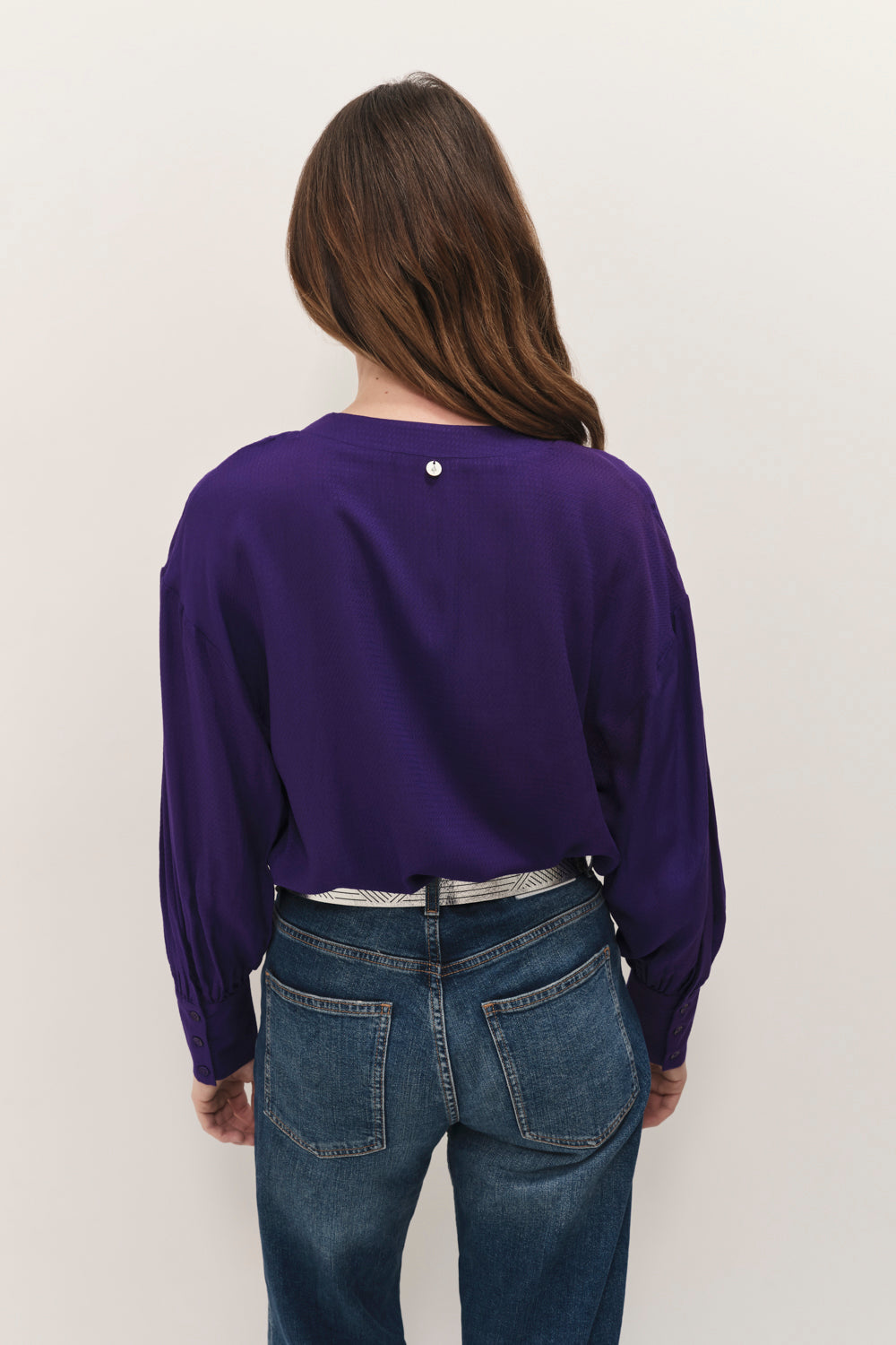 CERES - Blouse purple jacquard fantaisie