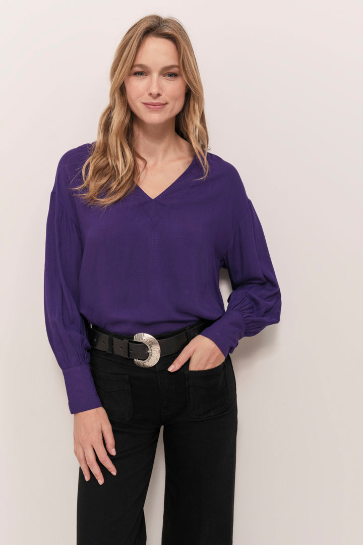 CERES - Blouse purple jacquard fantaisie