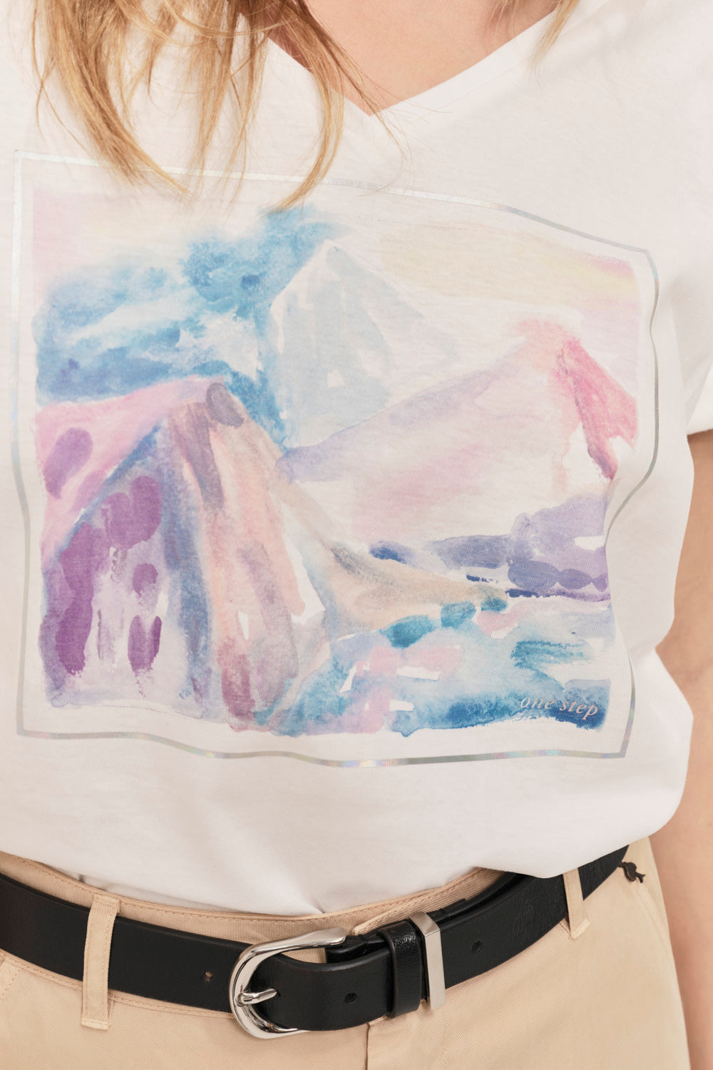 MARCO - T-shirt écru visuel aquarellé inspiration peinture