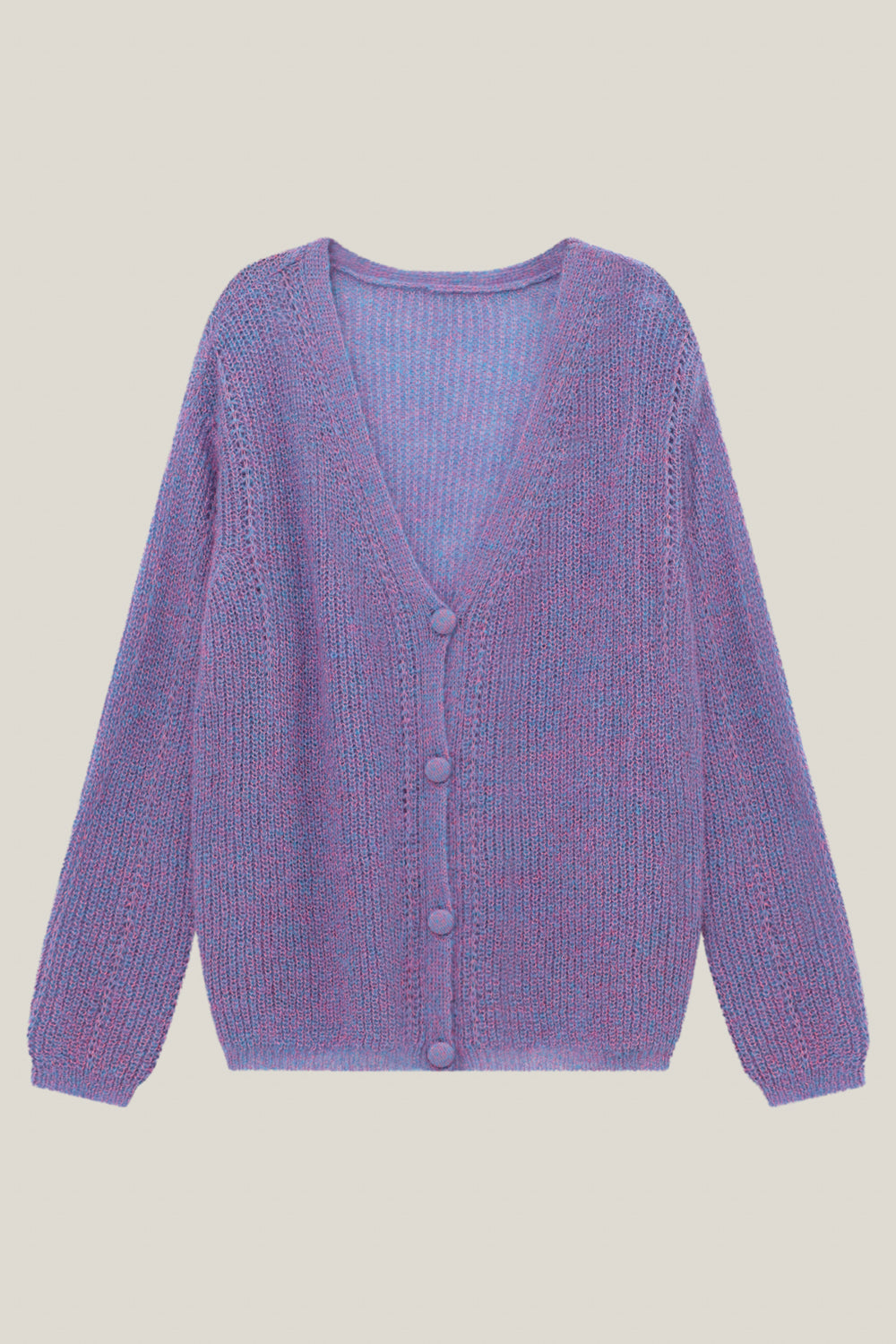 THILO  - Cardigan améthyste tricot fantaisie