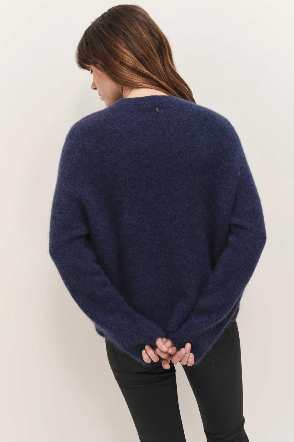 THELMA - Pull bleu navy tricot moelleux