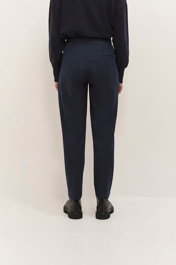 PASSY - Pantalon de costume marine néo-carotte 7/8e à rayures tennis