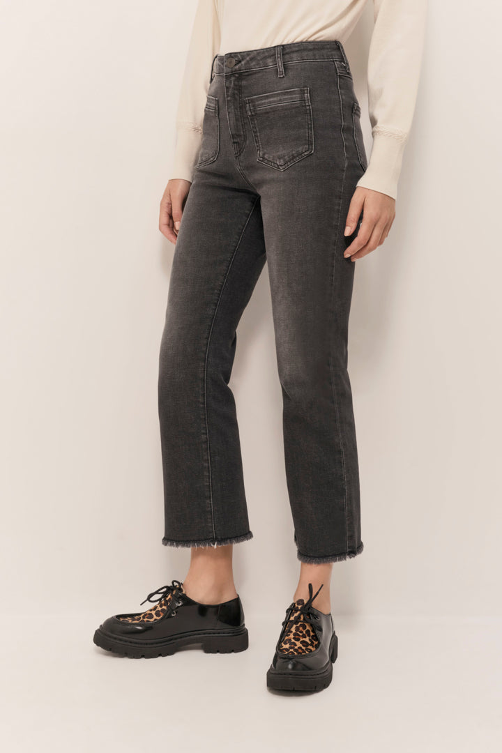 LE KARLIE - Jean bootcut anthracite 7/8ème